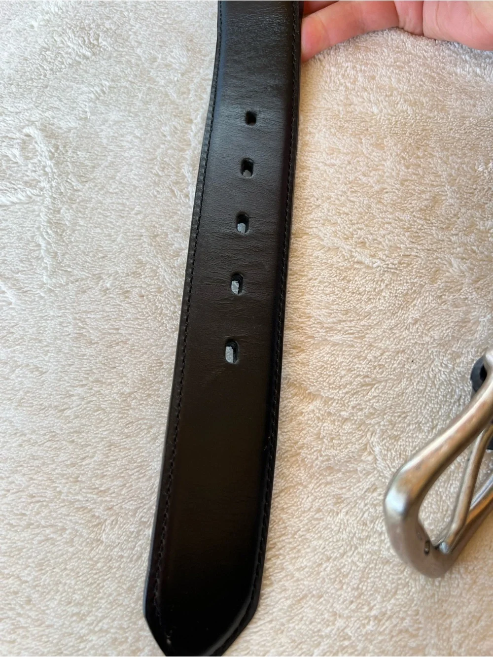 NOCONA SMOOTH BLACK LEATHER BELT OVERLAY TRIM INTERCHANGEABLE BUCKLE 38 N2450401
